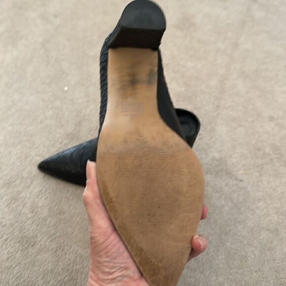 Alias Mae • Mule Heels- Alias Mae black heels ~ ‘rue black snakeskin heels - Picture 4 of 6